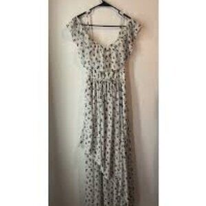 Abercrombie & Fitch White Floral Maxi Dress Off Shoulder Size Small